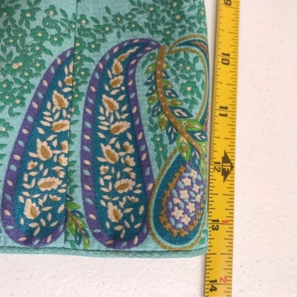 Vintage Adrianna Papell Paisley Silk Jacket Button Front Round Neck Women 12